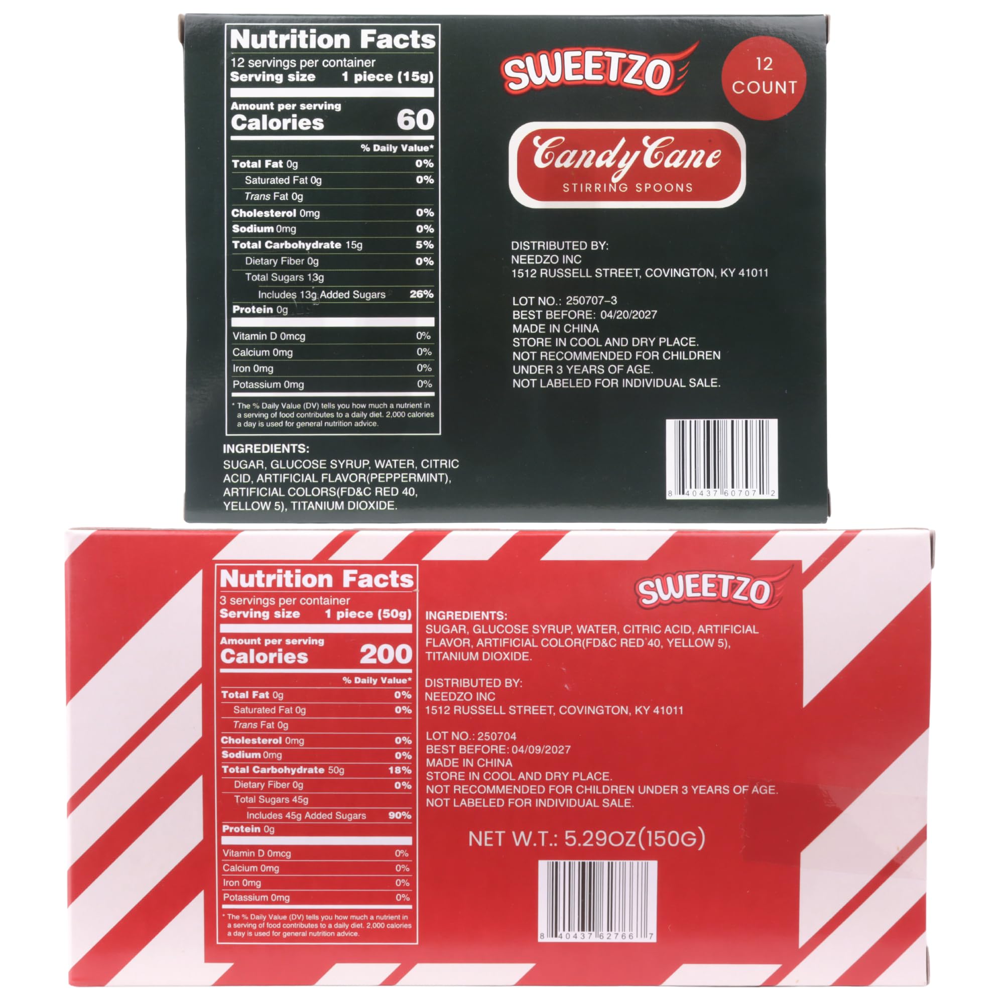 Sweetzo Christmas Edible Candy Cane Stirring Spoons and Shot Glasses, Red and White Peppermint Flavored Utensils - 24 Spoons (3 Glasses)