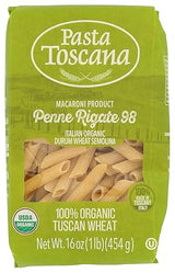 Pasta Toscana Organic Penne Rigate 1 lbs 2/Pack Imported from Italy Made with Wheat from Toscany