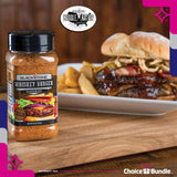 Blackstone Whiskey Burger Seasoning - Gourmet Griddle Premium Barbecue Rub 2 Pk (19.2 oz) + BBQ Masters & Opener (4 Items)!