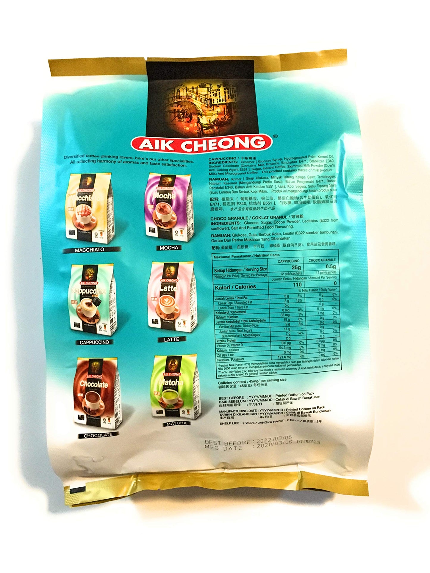 Aik Cheong Cappuccino (12 Sachetsx25g)