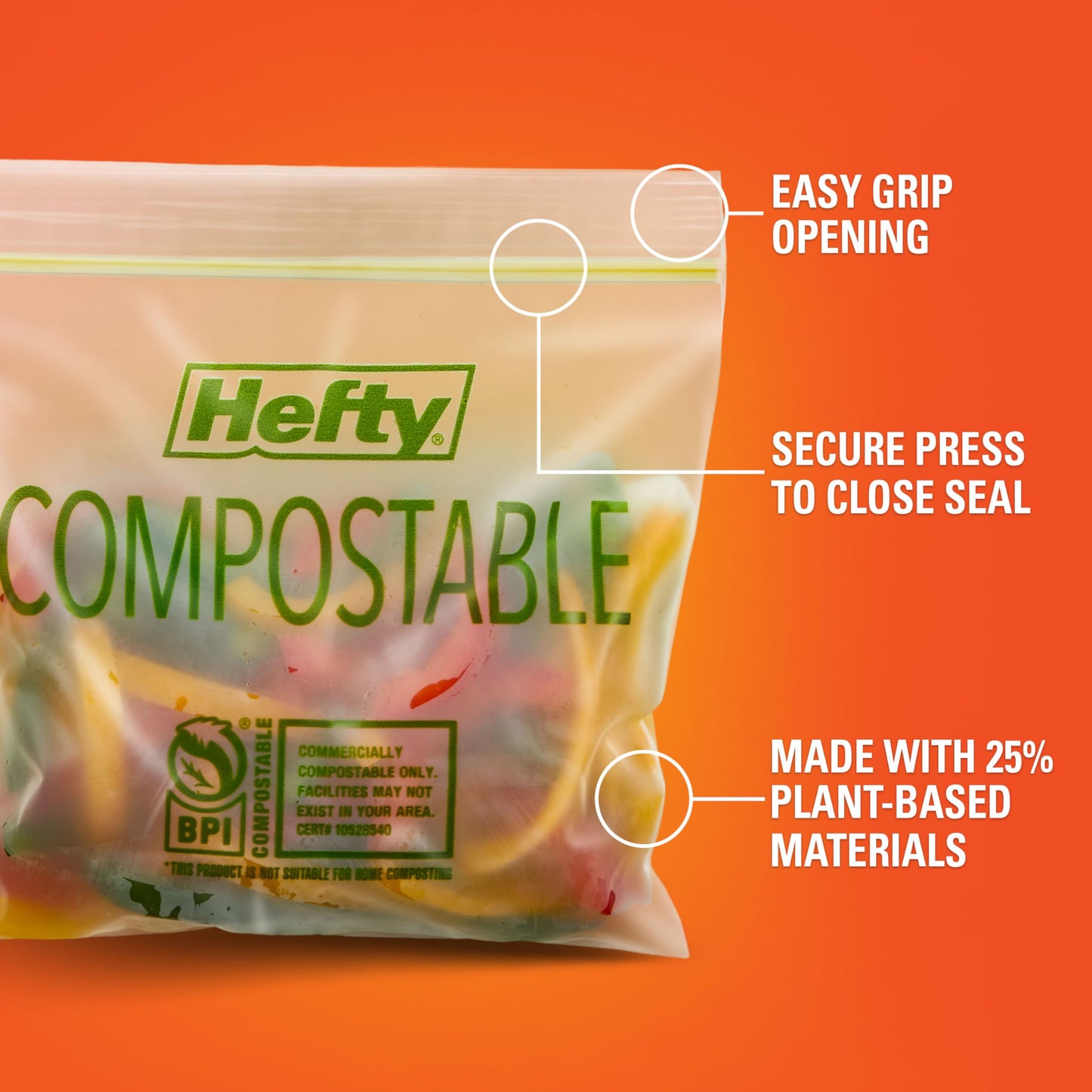 Hefty® Compostable Press-To-Close Sandwich 50 Count