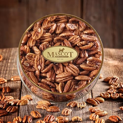Mascot Fresh Unsalted Mammoth Pecans - 1.2 Pound Gift Basket - Largest Premium Fresh Georgia Pecan Halves Available