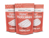 Classic Rolled Hotcakes Crepe Mix by American Table, Made with American-Grown Organic Wheat Flour & Pure Vanilla, French-Style, Non-GMO, Low Sugar, No Preservatives, Quick Prep, Makes 72 Crepes (14 oz, Pack of 3)
