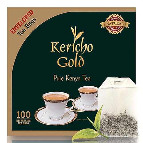 Kericho Gold Black Tea - Orange Pekoe Tea - Kenya Origin - Unique Flavor -100 Envelopes Tea Bags (Pack of 1)
