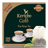 Kericho Gold Black Tea - Orange Pekoe Tea - Kenya Origin - Unique Flavor -100 Envelopes Tea Bags (Pack of 1)