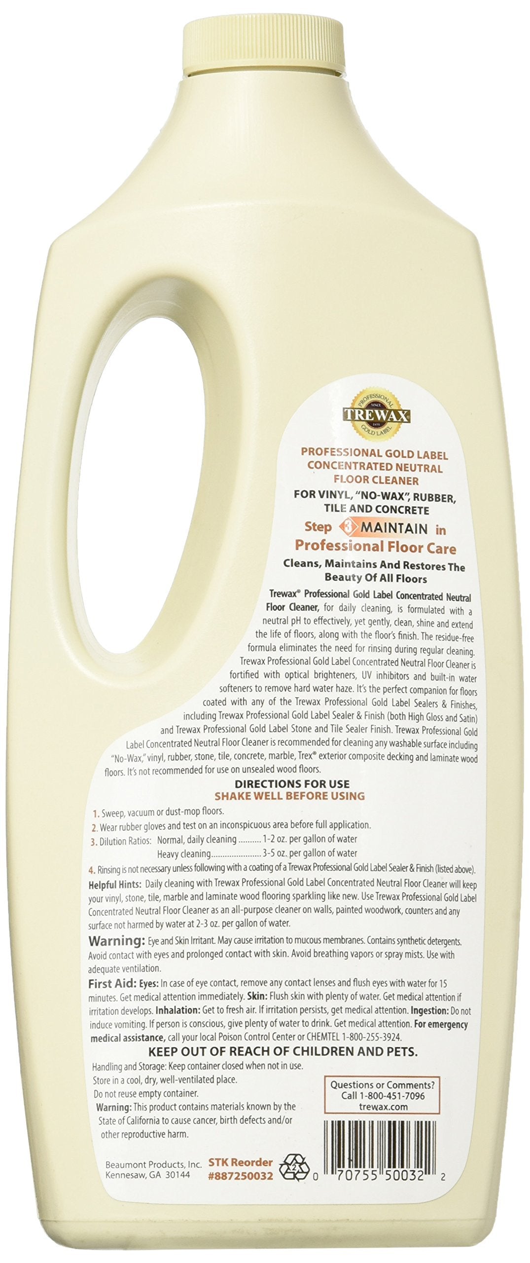 Trewax Professional Gold Label Concentrated Neutral Floor Cleaner, 32-Fluid Ounce