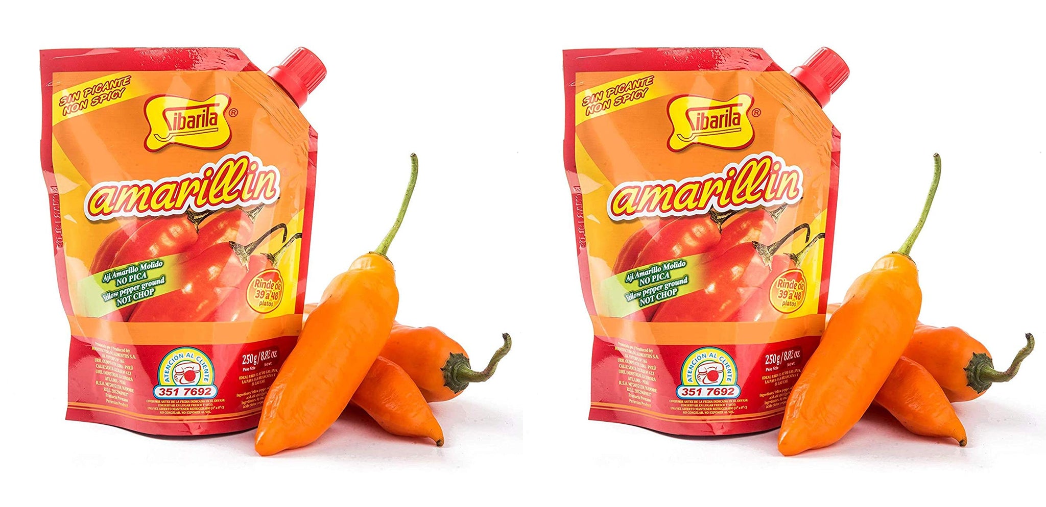Aji Amarillo Pepper Sauce - Peruvian Yellow Chili Paste Peppers - Non Spicy - 250 Grams - 8.82 Oz Set of 2