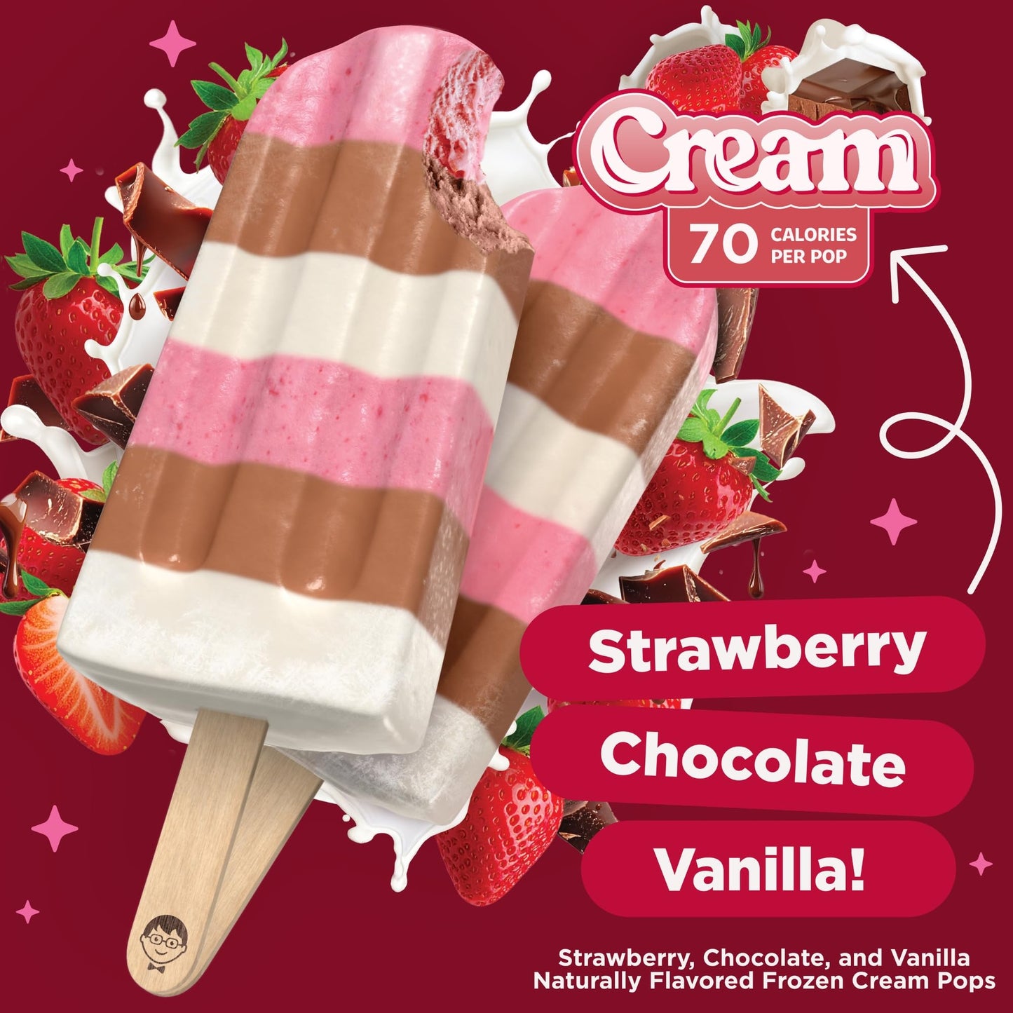 JonnyPops Neapolitan Cream Minis Frozen Pops 6ct