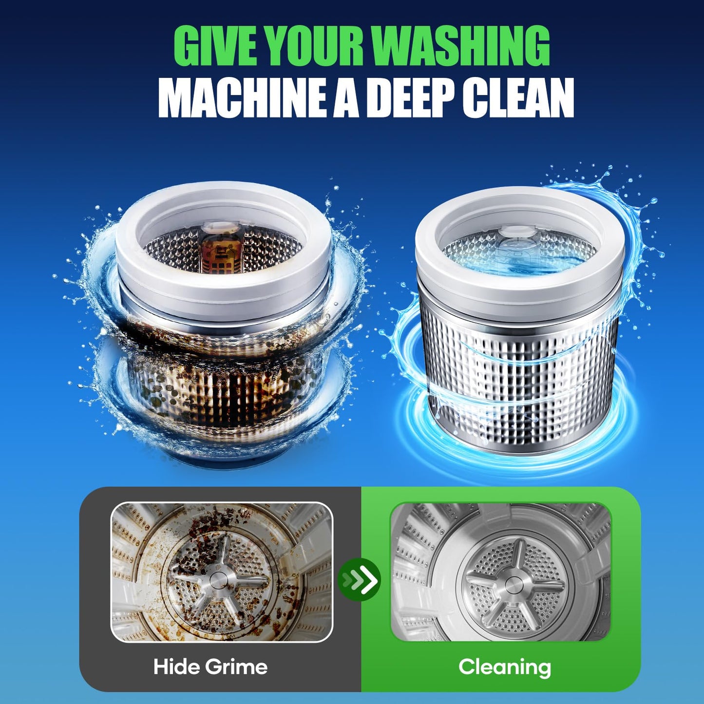 Washing Machine Cleaner Tablets - Washer Machine Cleaner Tablets for HE Front Loader & Top Load Washer, Deep Cleaning & Remove Odor, Eco-friendly