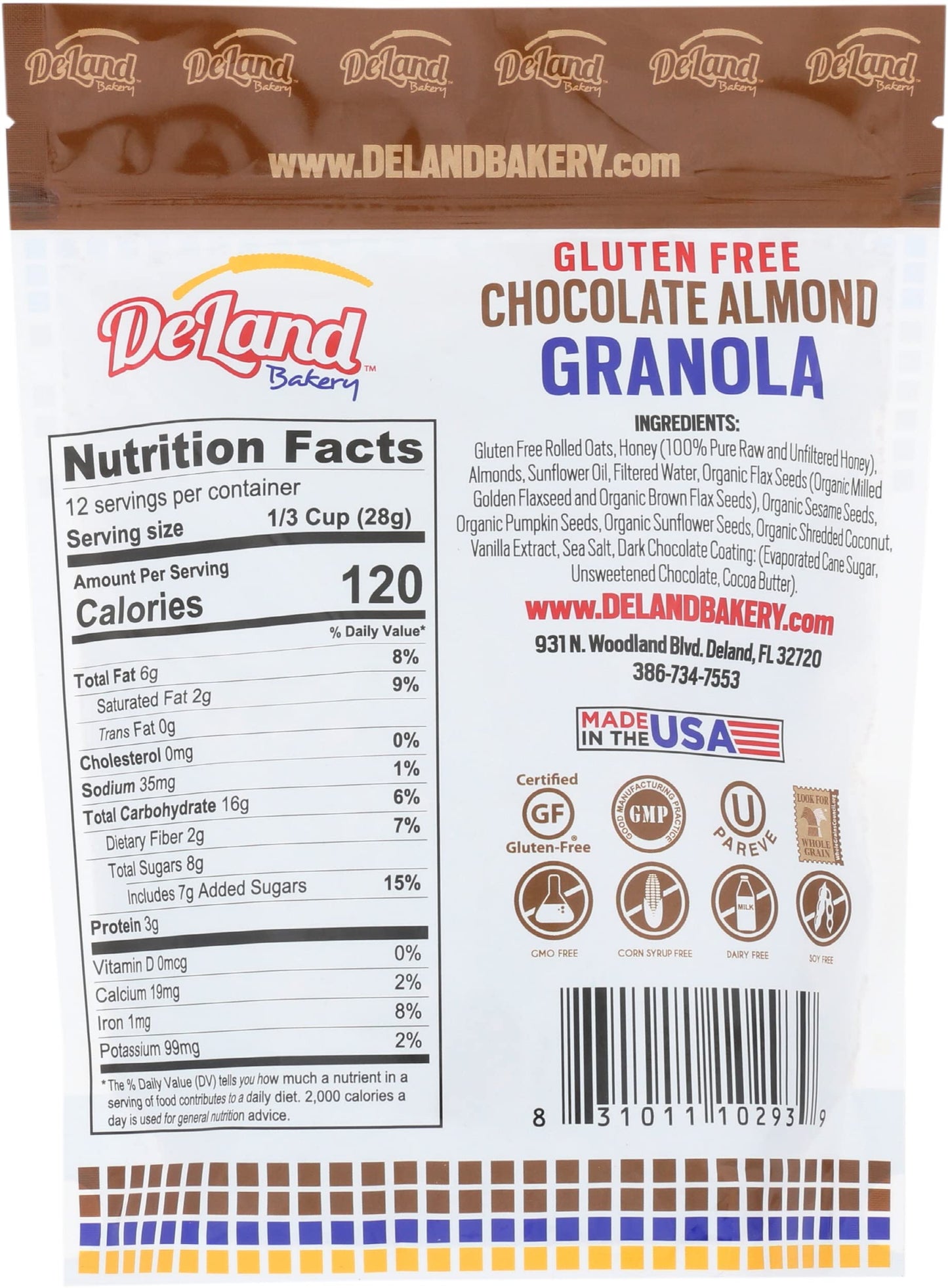 Deland Bakery, Granola Chocolate Almond, 12 Ounce