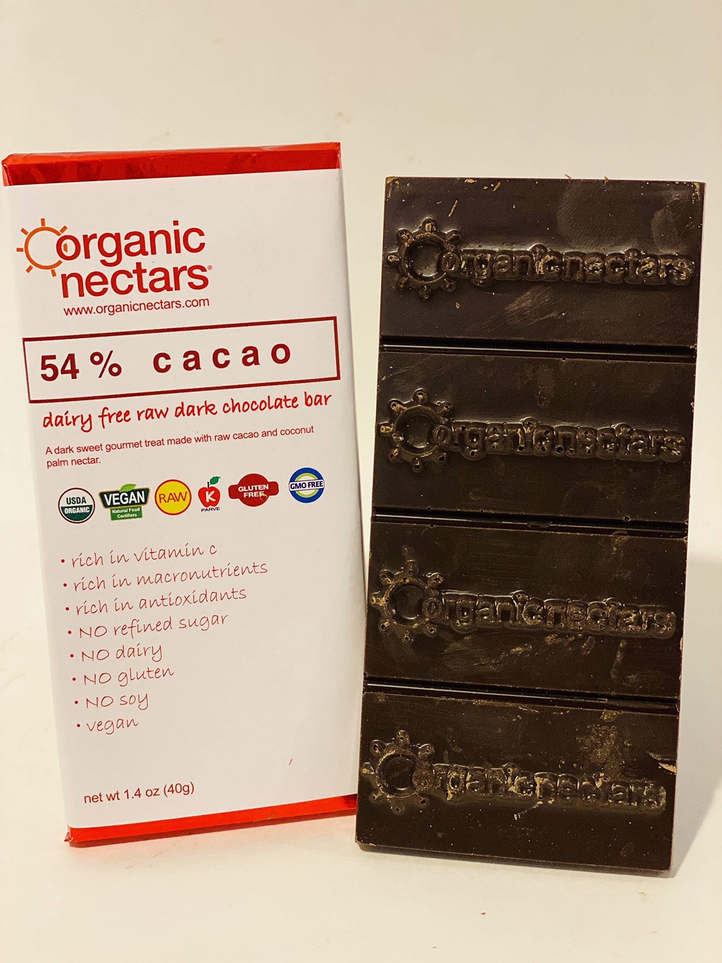 Organic Nectars Raw Chocolate Bar 54% Cacao (12 pack of 1.4 oz.)