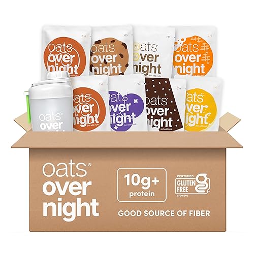 Oats Overnight Vegan Variety Pack - High Protein, High Fiber Breakfast Protein Shake - Gluten Free Oatmeal, Non GMO Protein Oatmeal - Banana Bread