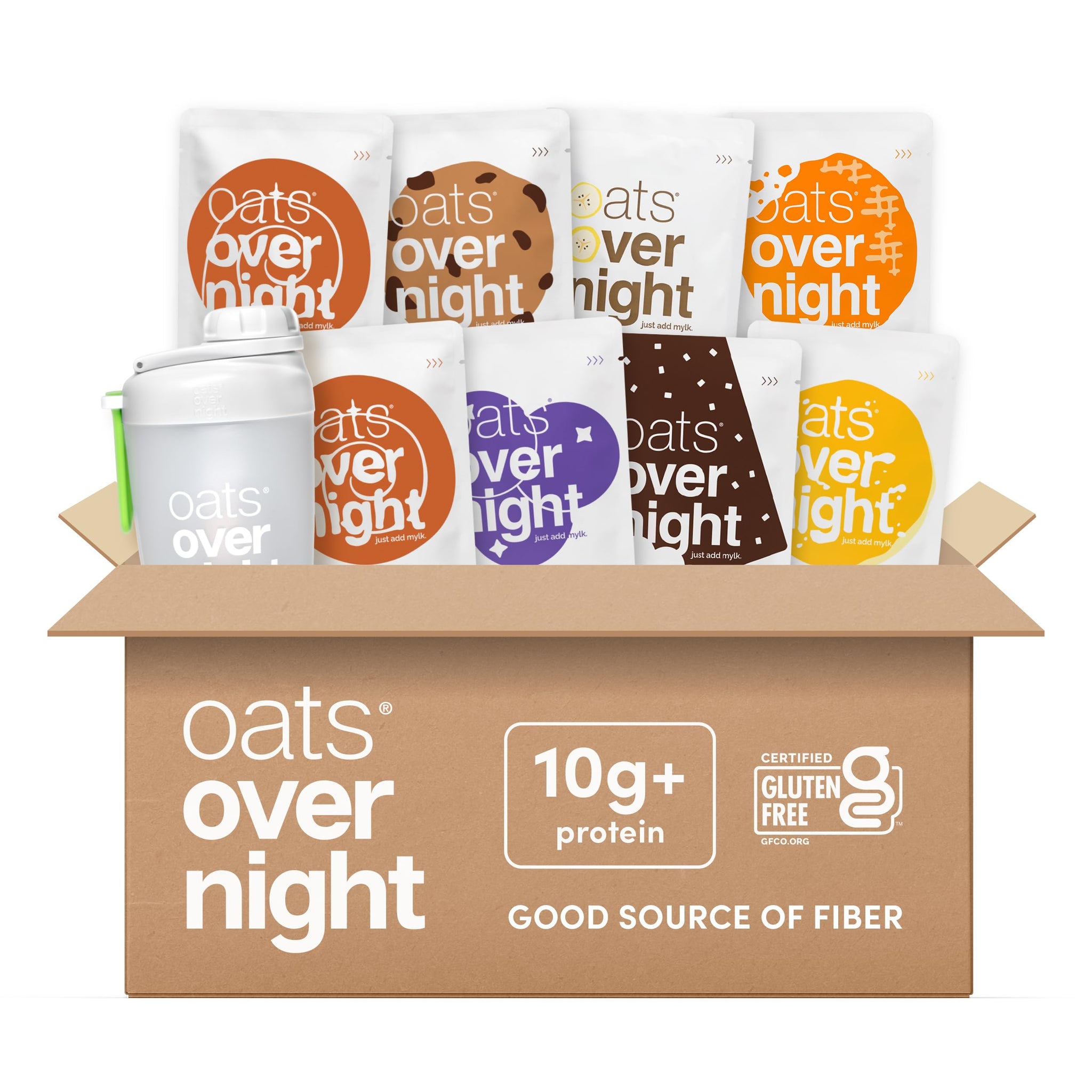 Oats Overnight Vegan Variety Pack - High Protein, High Fiber Breakfast Protein Shake - Gluten Free Oatmeal, Non GMO Protein Oatmeal - Banana Bread