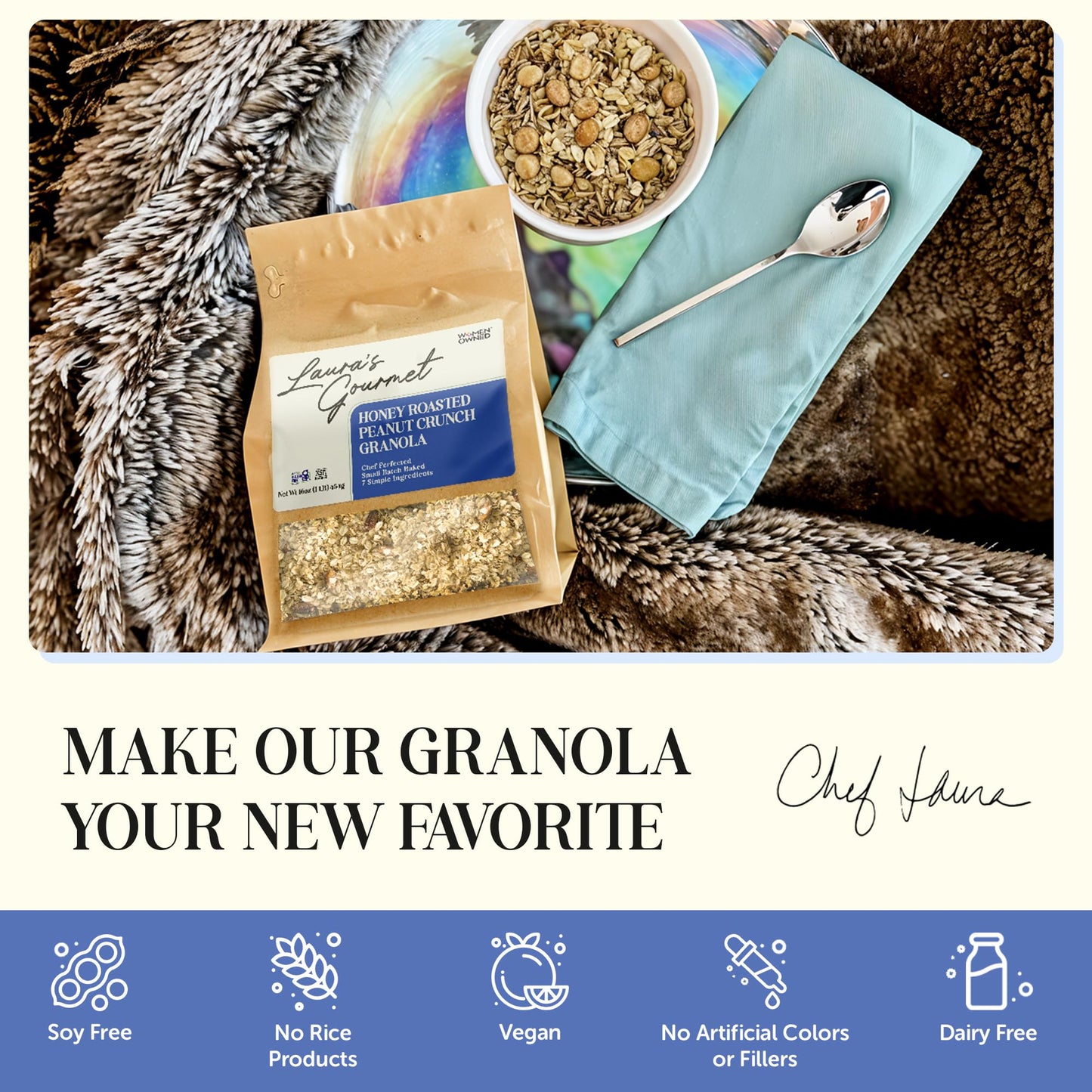 Lauras Gourmet Granola Honey Roasted Peanut Granola, 16 OZ