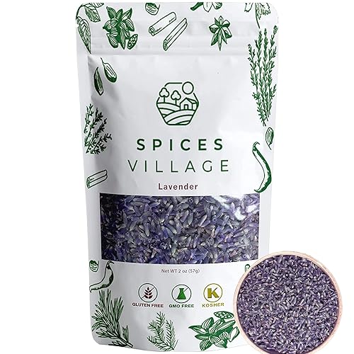 SPICES VILLAGE Dried Lavendar, Dried Lavender Buds, 2 oz, Herbal Tea, Potpourri, Wedding Confetti, Pillow - Kosher, Gluten Free, Vegan, Non GMO