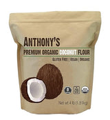 Anthony's Organic Coconut Flour, 4 lb, Batch Tested Gluten Free, Non GMO, Vegan, Keto Friendly