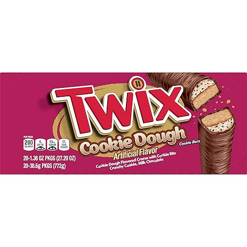 TWIX Cookie Dough Milk Chocolate Bars, 1.36 oz (Pack of 20)