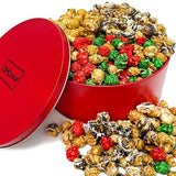 Christmas Popcorn Holiday Gift For Men Women Tin Assortment Caramel Candied Drizzled Food Gourmet Treats Red Green