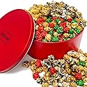 Christmas Popcorn Holiday Gift For Men Women Tin Assortment Caramel Candied Drizzled Food Gourmet Treats Red Green