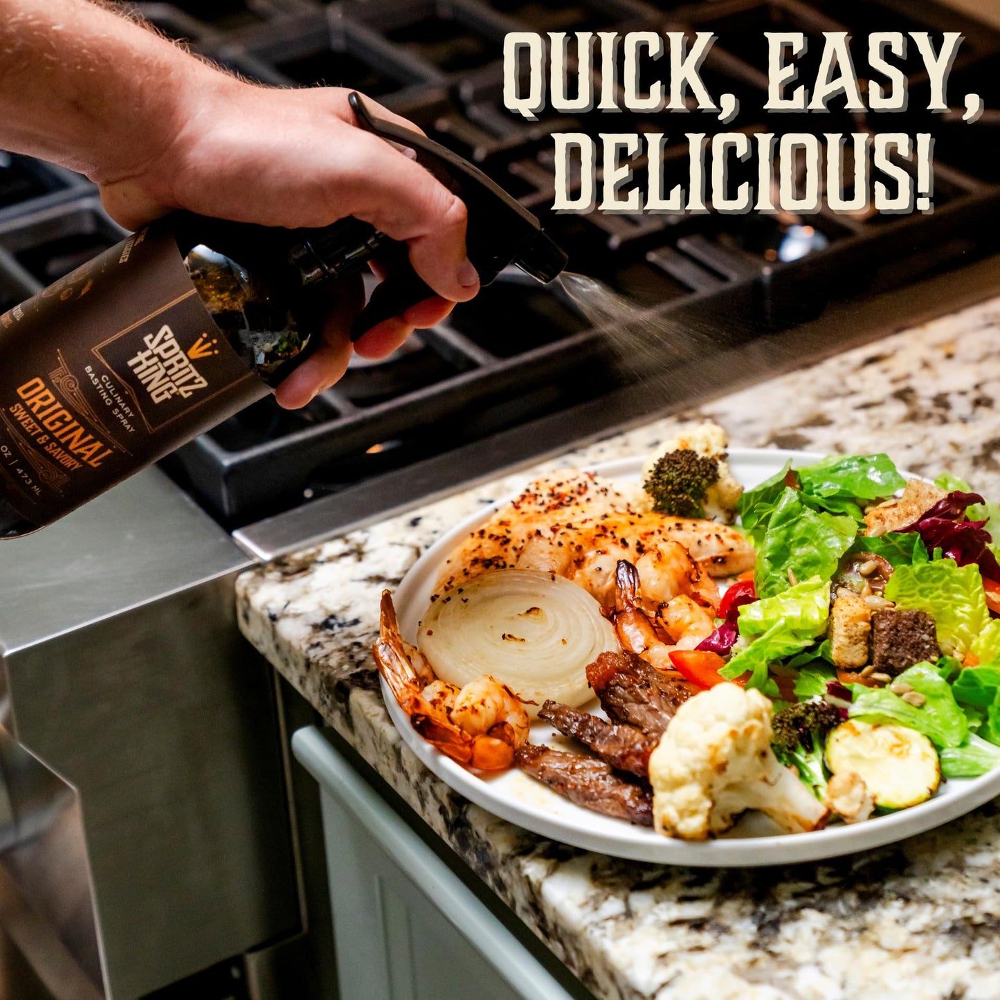 Spritz King Culinary Basting Spray: For Grilling, Smoking, Air Frying - Delicious Dark Bark, Flavorful Crust & Moisture-Sealing Power - Great on Meats