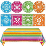 81PCS Mexican Fiesta Party Decorations Mexican Cinco De Mayo Party Decorations Supplies Mexican Disposable Paper Plates Napkins Mexico Plastic