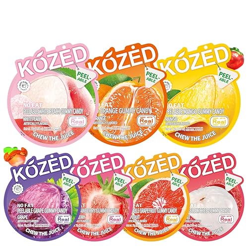 Happy Global's Choice Kozed Peelable Gummy Candy 7 Mixed Flavors Variety Pack, Fun Fruity Role Party Snack, Chewy Sweet Treat with Juicy