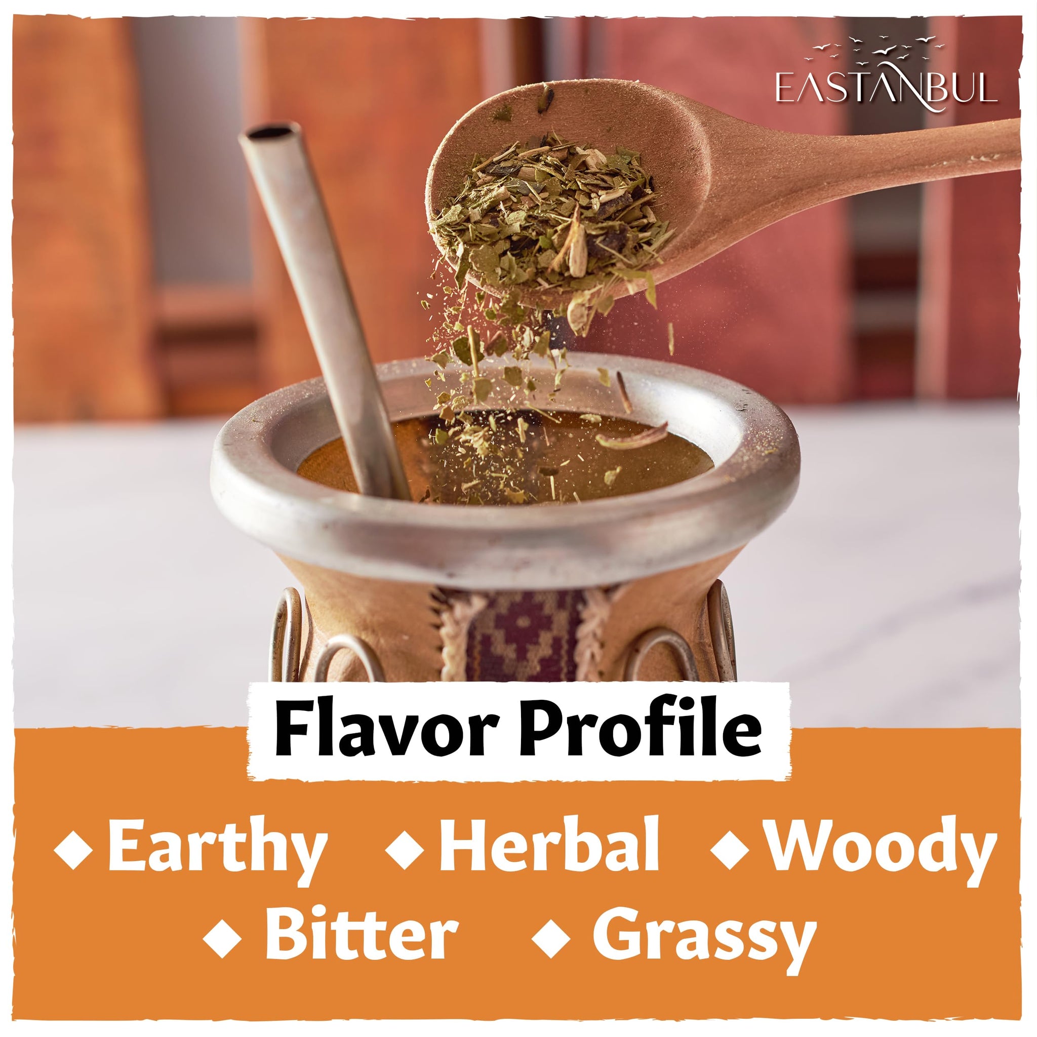 Eastanbul Yerba Mate Tea, 2.8oz, Loose Leaf Tea, Argentina Coarse Yerba, Caffein-Rich AKA Yerbe Maté, Coffee Alternative, Suitable For Beginners, Less