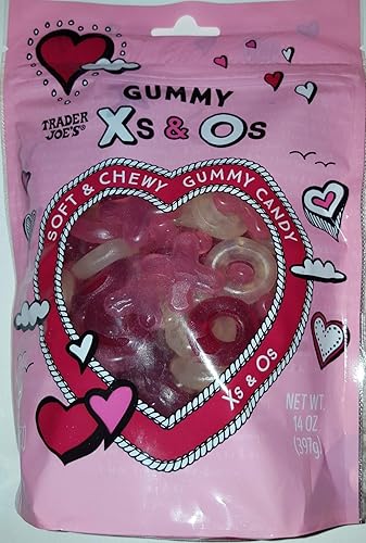 Trader Joe's Soft and Chewy Gummy Candy in X's & O's - Kosher & Gluten Free 14 OZ Bag - SET OF 2