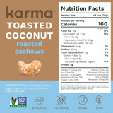 Karma Nuts Toasted Coconut Air Roasted Whole Cashews (32oz, Pack of 1) Lightly Sweetened, Peanut-Free Facility, Kosher, Gluten Free Vegan Snacks, Non