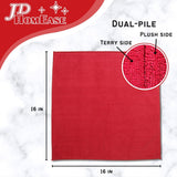 JD Homease Microfiber Cleaning Cloths,12 Pack, 16"x16", All-Purpose, Softer, Highly Absorbent, Lint-Free, Reusable, Washable Pro Towels, Red