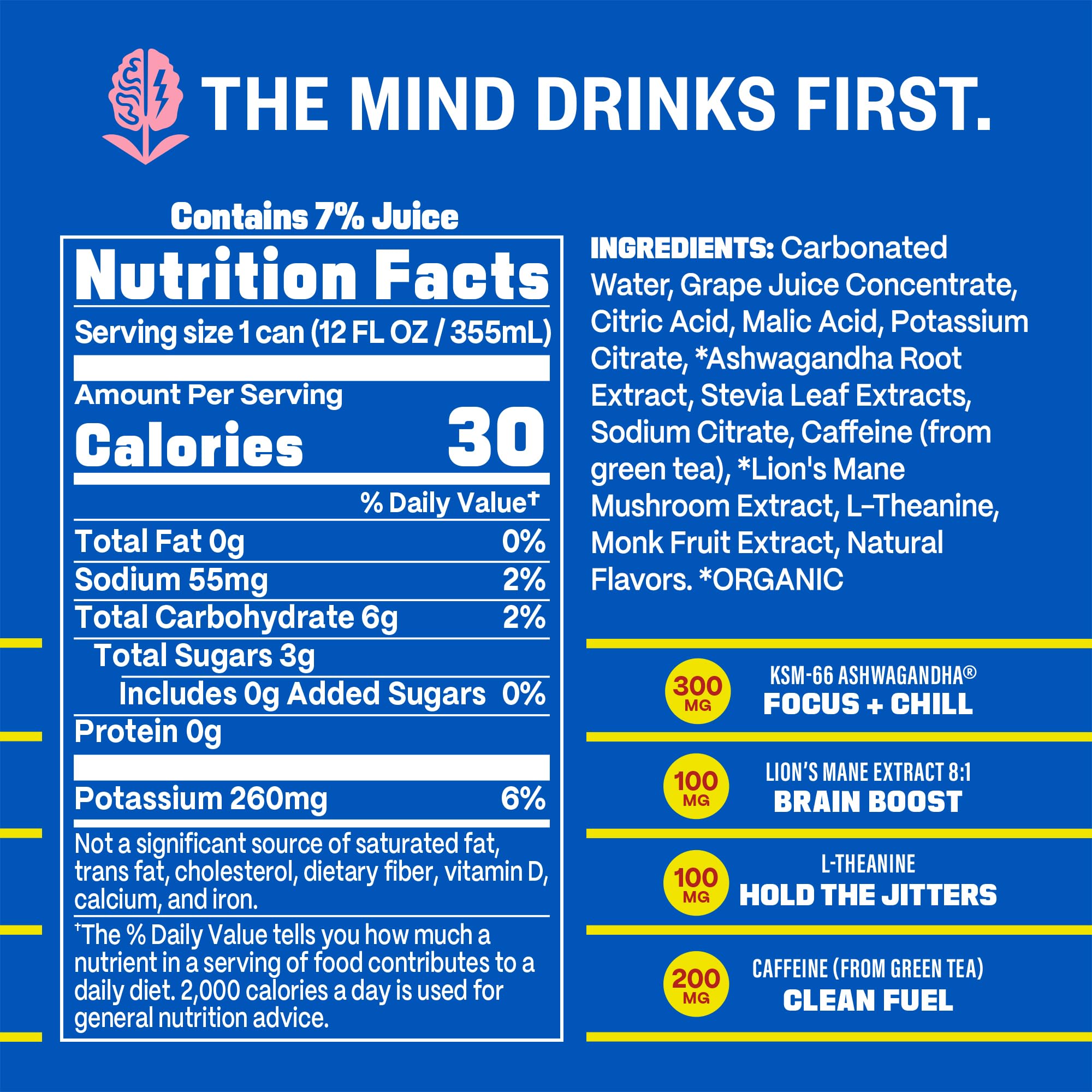 GYM WEED Athletic Focus Drink with KSM-66 Ashwagandha, Lion's Mane Mushroom, L-Theanine, 200mg Green Tea Caffeine with Natural Sweeteners Tropical