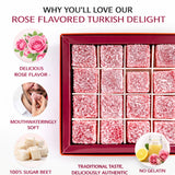 Turkish Delight Rose Flavor (Lokum) - Soft & Fresh Gourmet Candy - Coconut Coated - No Additives - Made with Sugar Beet - Premium Gift Box - 450g
