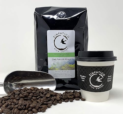Simpatico Low Acid Coffee - DECAF - Dark Roast - WHOLE BEAN (2 pound bag)