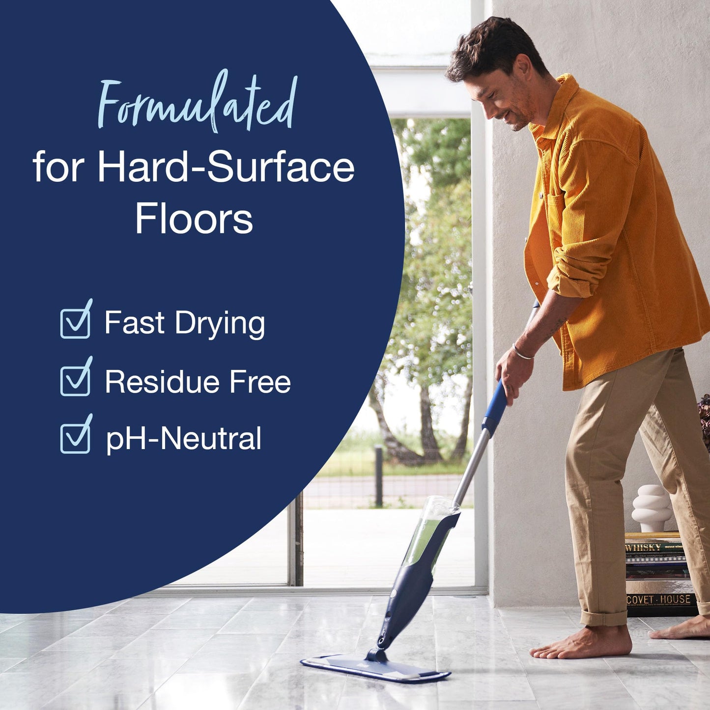 Bona Premium Motion Multi-Surface Floor Spray Mop - Includes Multi-Surface Floor Cleaning Solution and Machine Washable Microfiber Cleaning Pad