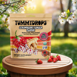 Tummydrops, No Sugar Strawberry Ginger Flavor, Gluten Free & Vegan, 33 Individually Wrapped Organic Ginger Lozenges Made with Organic Monkfruit