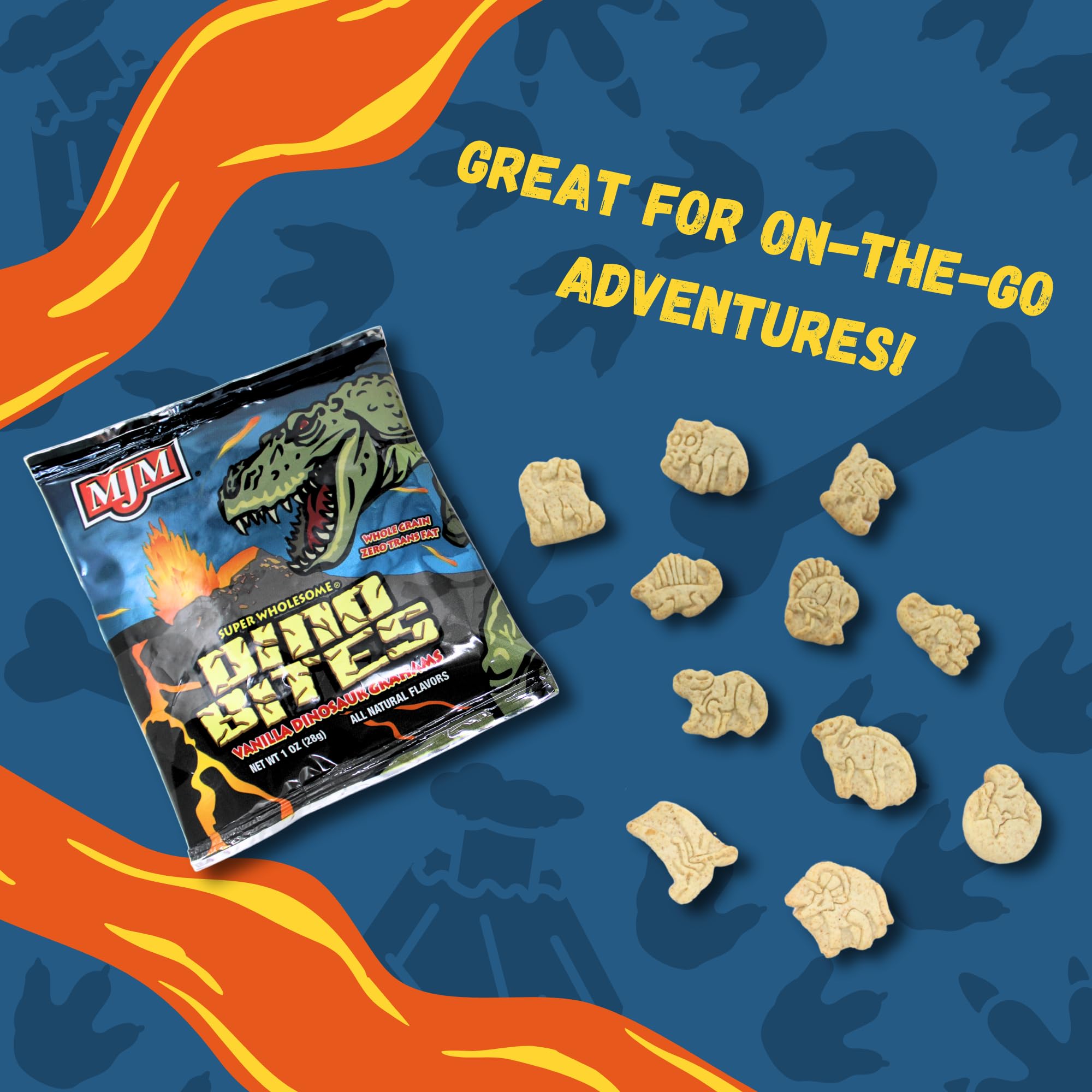 MJM Dino Bites Vanillas Grahams - Case of 25 Packs | Snack for Active Lifestyles | Wholesome Vanilla Flavor | Convenient and On-the-Go | Fuel Your