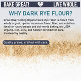 Great River Milling Organic Dark Rye Flour | Whole Grain, Non-GMO, Kosher, Unbromated | Earthy Flavor for Rye Bread, Sourdough Starter, Bagels