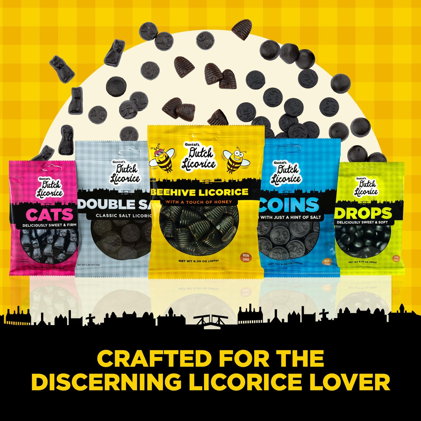 Gustaf's Beehive Dutch Licorice Drops - 5.2oz Bag - Sweet Honey Black Licorice Candy - Dutch Candy from Netherlands - Sweet Black Liquorice Treats