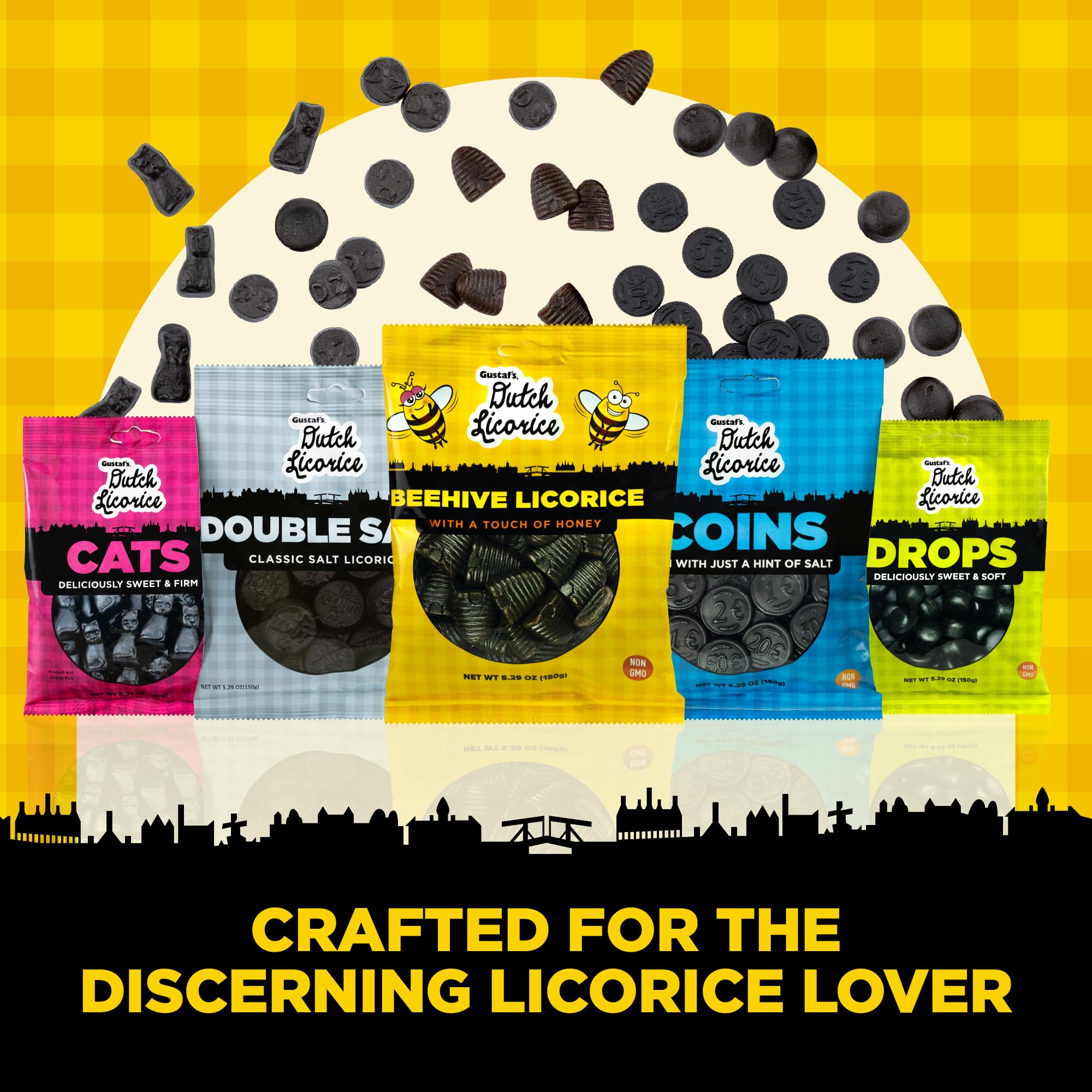 Gustaf's Beehive Dutch Licorice Drops - 5.2oz Bag - Sweet Honey Black Licorice Candy - Dutch Candy from Netherlands - Sweet Black Liquorice Treats
