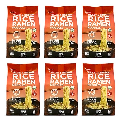 Lotus Foods Organic Millet & Brown Rice Ramen - Gluten Free Rice Ramen, Whole Grain Ramen Noodles, Low Sodium Rice Noodles, USDA Organic, Gluten Free