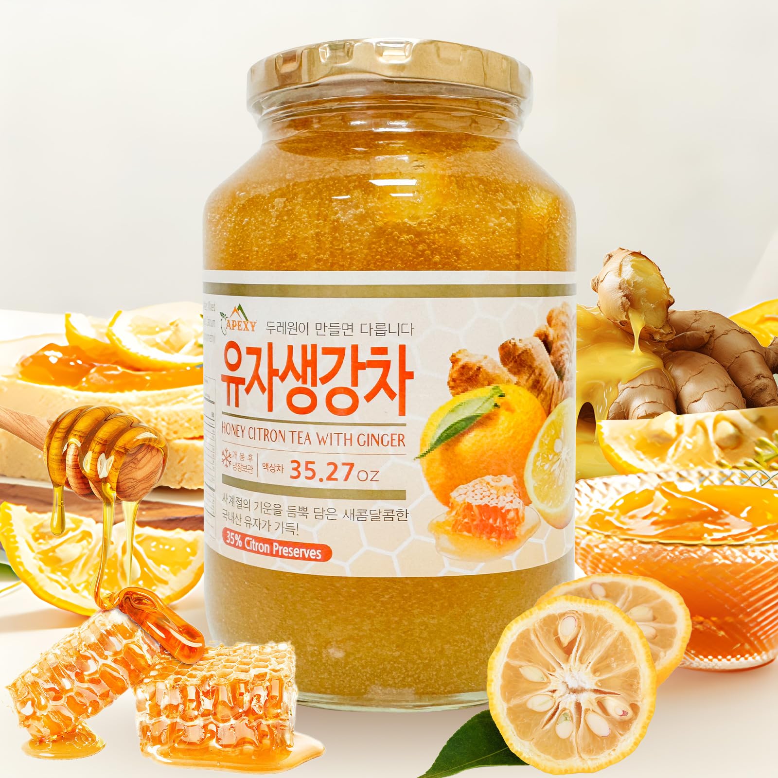 Apexy Authentic Korean Honey Citron Tea With Ginger, Citron Tea, Just Add Hot Water, Yuzu Marmalade, Yuzu for Salad, Citron Spread, No Artificial