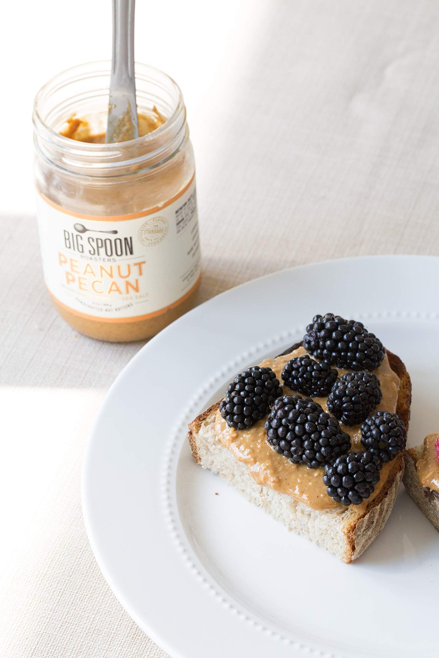 Big Spoon Roasters Peanut Pecan Butter w/ Organic Wildflower Honey & Sea Salt - Raw Honey Low Sugar Peanut Butter - Creamy Peanut Butter with Pecans