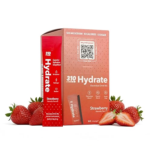 310 Nutrition Sugar Free Electrolytes Powder - Instant Hydration Packets for Daily Fluid Balance - Caffeine-Free Rehydration Drink Mix, Low Calorie