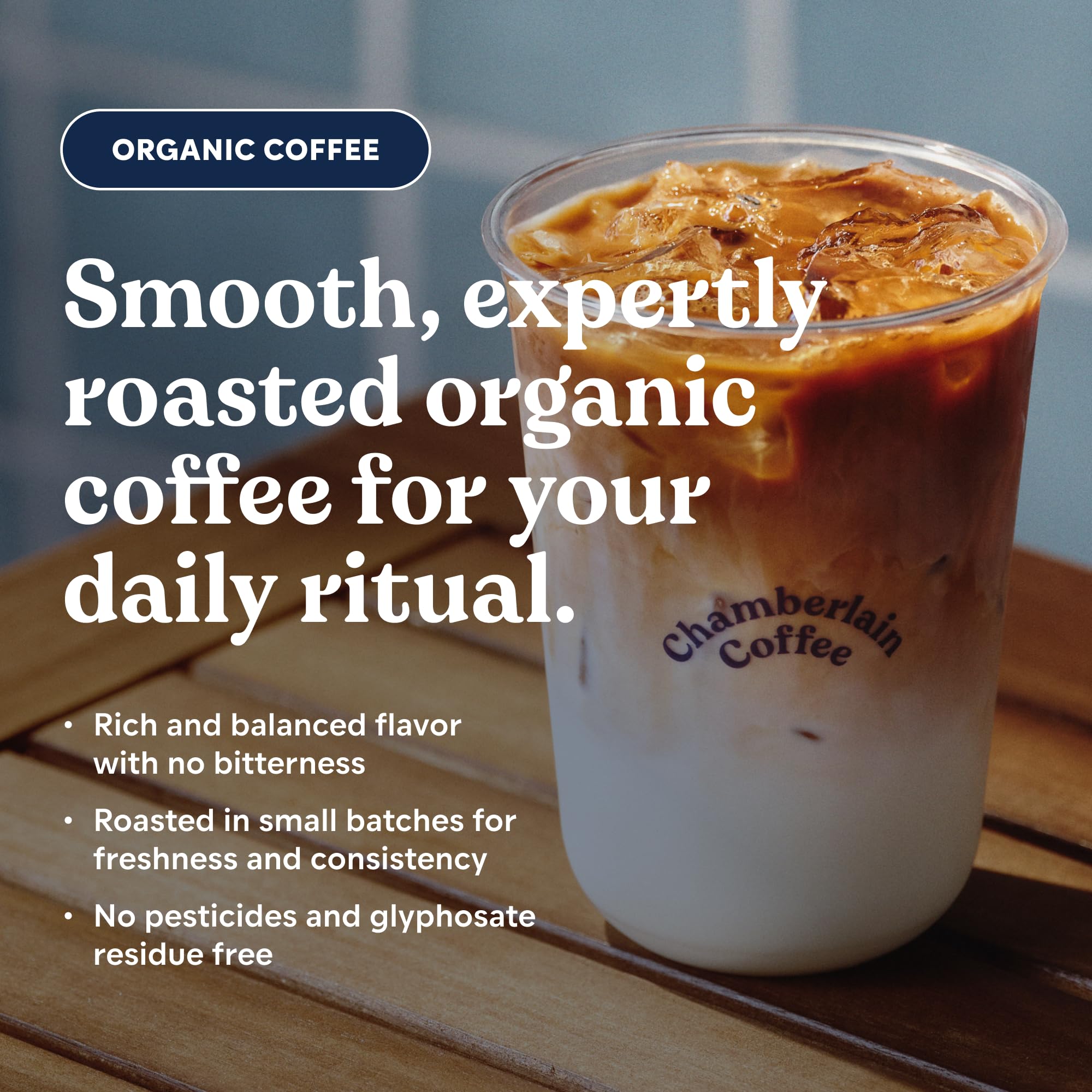 Chamberlain Coffee Espresso Dark Roast Whole Bean Coffee - USDA Organic Specialty Blend - Smooth & Balanced w/Dark Chocolate, Roasted Peanuts, Freshly