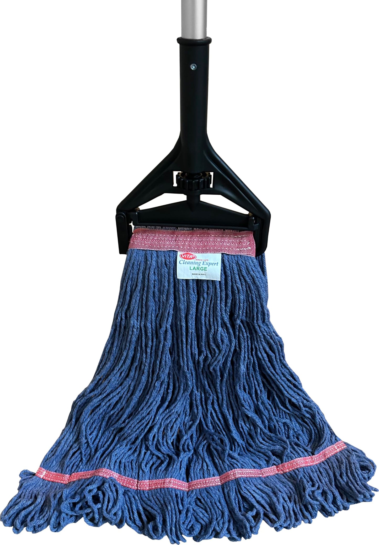 Blue Premium Blended - Large Narrow Band Looped-End Wet Mop - Superior Pick-up and Durability - 6 Pack