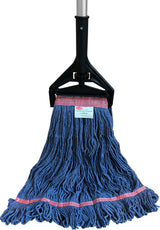 Blue Premium Blended - Large Narrow Band Looped-End Wet Mop - Superior Pick-up and Durability - 6 Pack