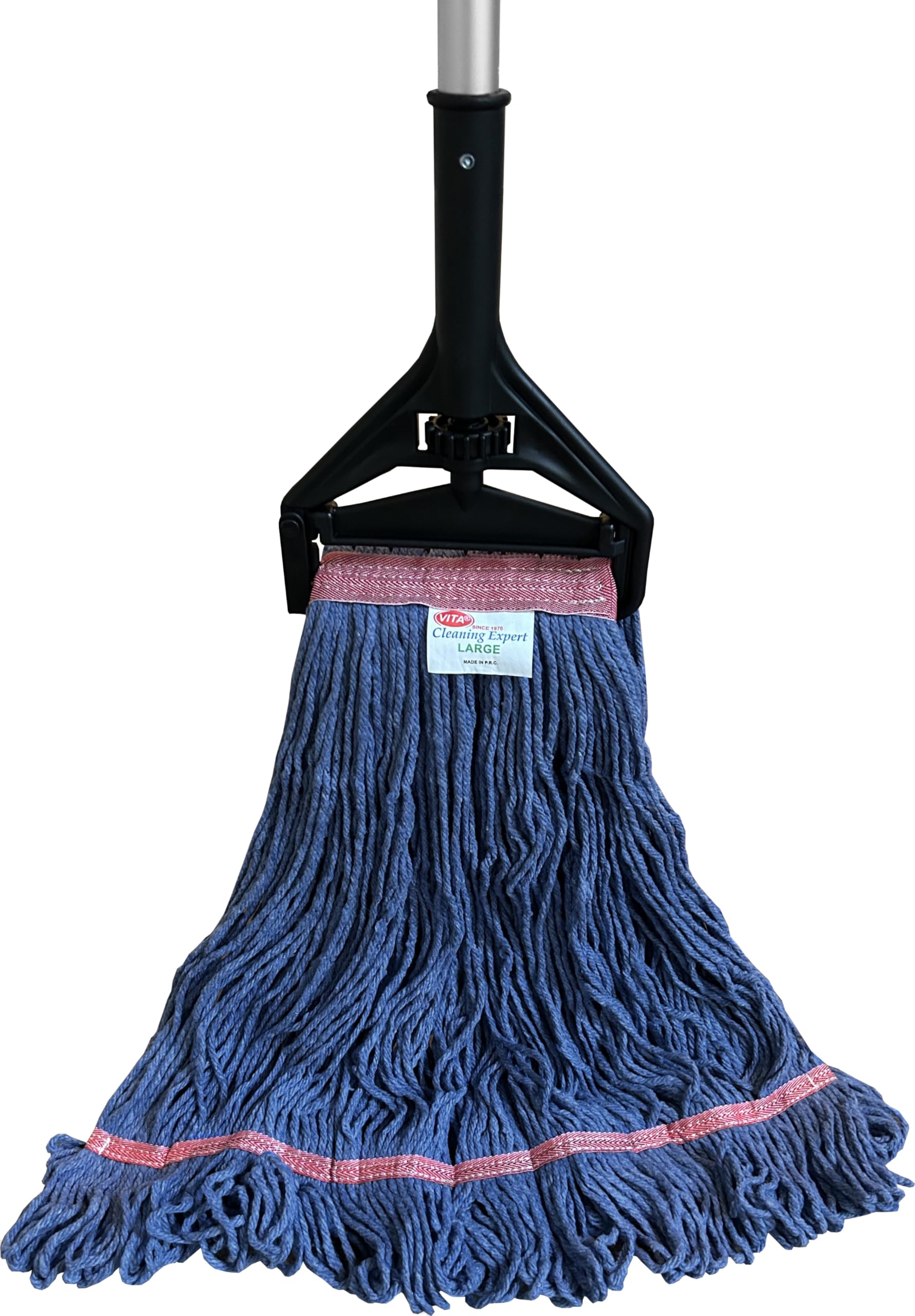 Blue Premium Blended - Large Narrow Band Looped-End Wet Mop - Superior Pick-up and Durability - 6 Pack