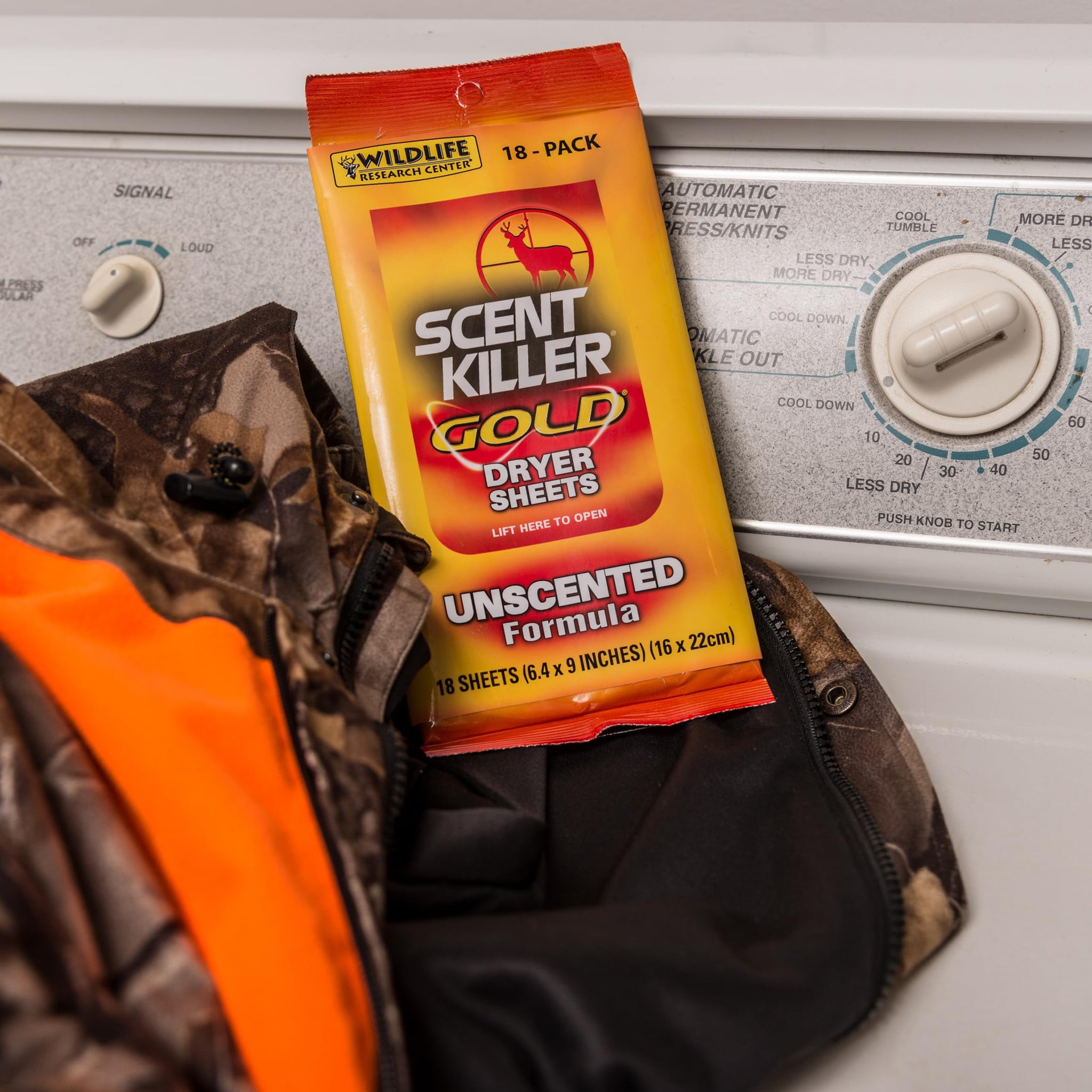 Wildlife Research Scent Killer Gold Dryer Sheets (Unscented) 18 Count (Pack of 1)
