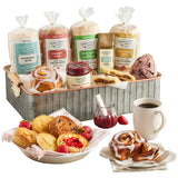 Wolferman's Bakery Favorites Tray, Deluxe Tin With Cinnamon Raisin, Sourdough, Multigrain Honey & Original English Muffins, Kringle, Scone, Cinnamon