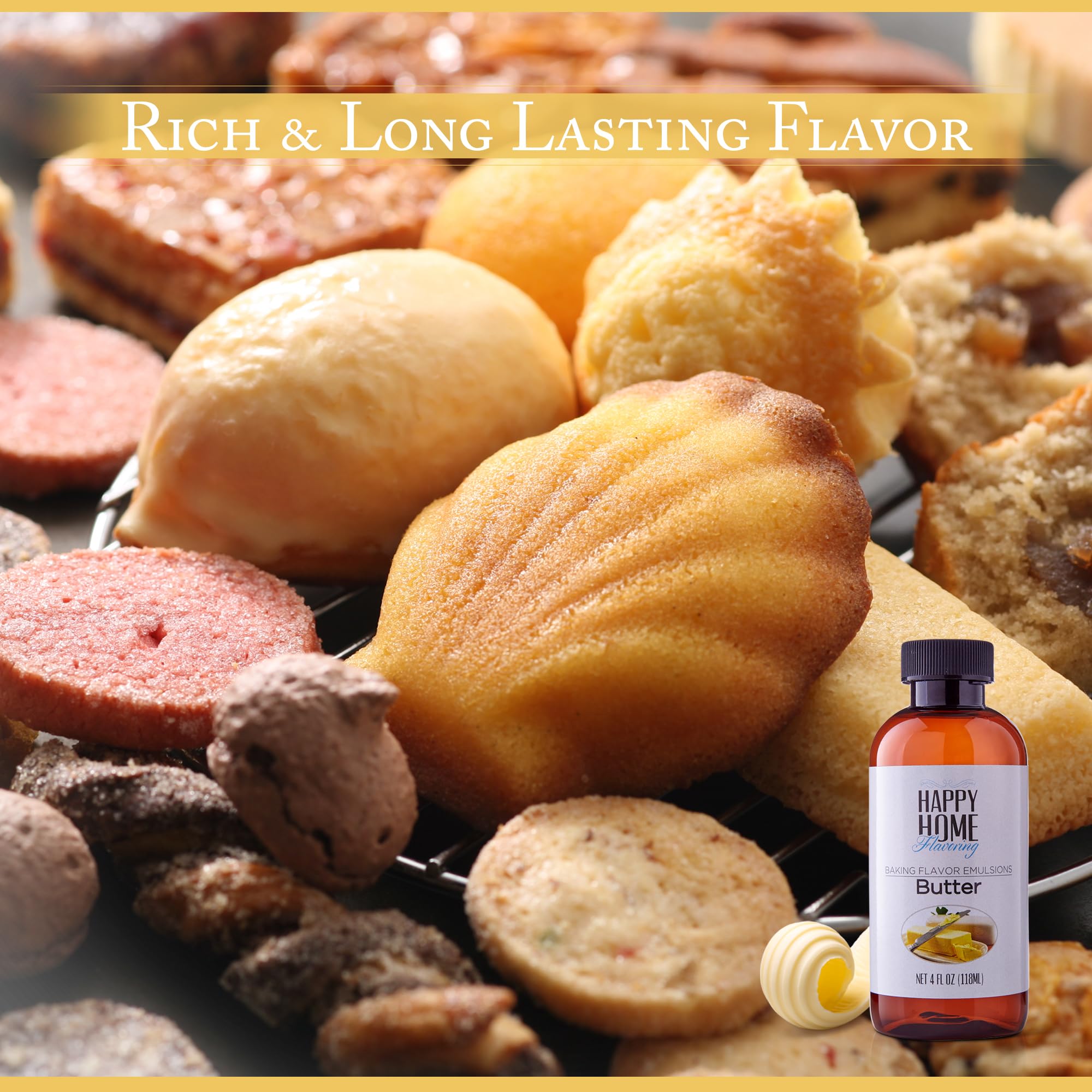 Happy Home Imitation Butter Bakery Emulsion Adds a Creamy, Rich, Buttery Flavor to Your Baking, Perfect for Cakes, Cookies, Frostings & More, No